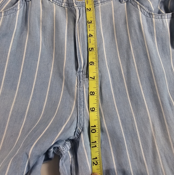 NWT High Rise Wide Leg 151 BLUE Striped 30x33 Medium M chambray Cotton Pants ^ - Picture 7 of 7